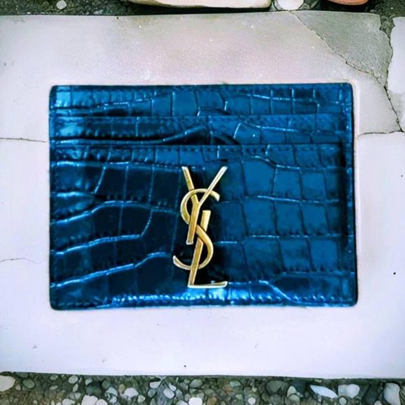 Saint Laurent Accessories - Saint Laurent Black Card Holder with Gold Logo